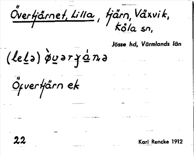 Bild på arkivkortet för arkivposten Övertjärnet, Lilla