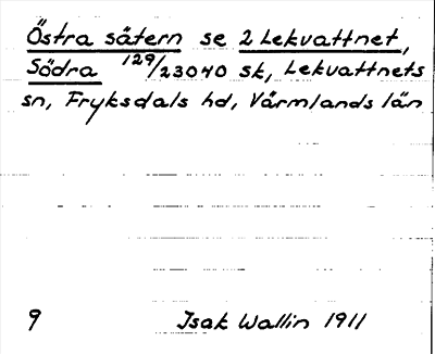 Bild på arkivkortet för arkivposten Östra sätern, se 2 Lekvattnet, Södra