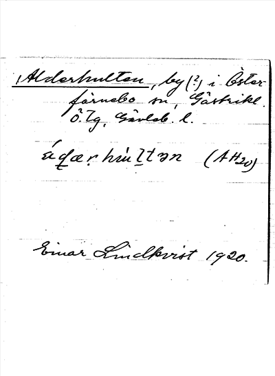 Bild på arkivkortet för arkivposten Alderhulten