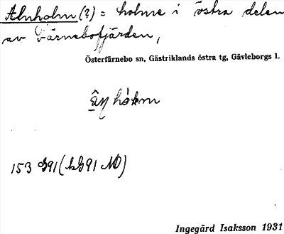 Bild på arkivkortet för arkivposten Alnholm(?)