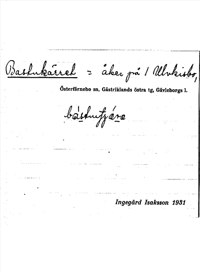 Bild på arkivkortet för arkivposten Bastukärret