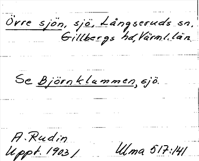 Bild på arkivkortet för arkivposten Övre sjön, se Björklammen