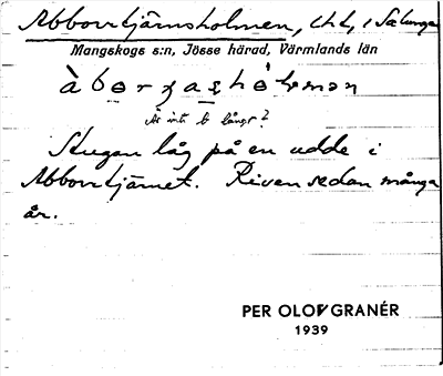 Bild på arkivkortet för arkivposten Abborrtjärnsholmen