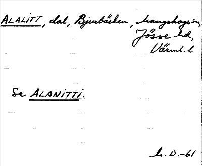 Bild på arkivkortet för arkivposten Alalitt, se Alanitti