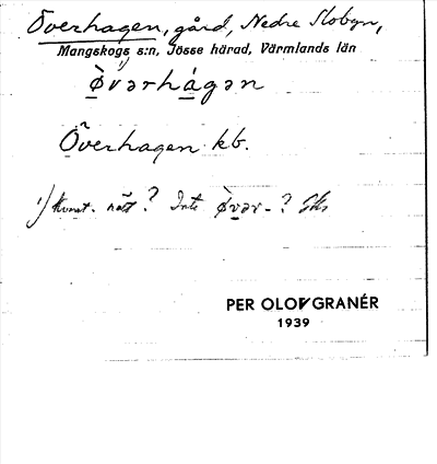 Bild på arkivkortet för arkivposten Överhagen
