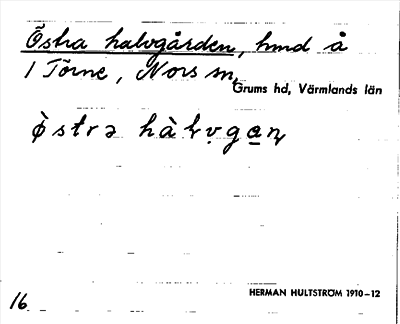 Bild på arkivkortet för arkivposten Östra halvgården