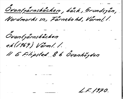 Bild på arkivkortet för arkivposten Övantjärnsbäcken