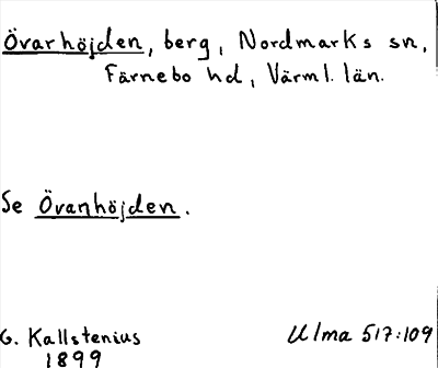 Bild på arkivkortet för arkivposten Övarhöjden, se Övanhöjden