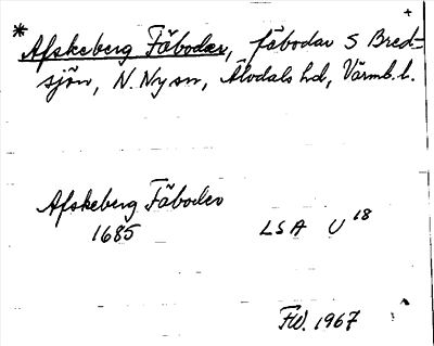 Bild på arkivkortet för arkivposten *Afskeberg Fäbodær