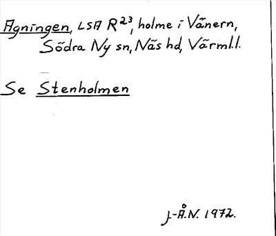 Bild på arkivkortet för arkivposten Agningen, se Stenholmen