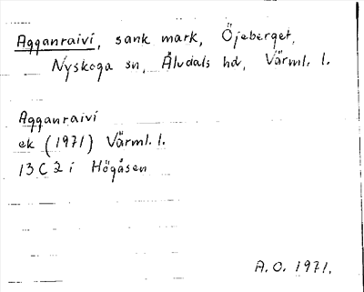 Bild på arkivkortet för arkivposten Agganraivi