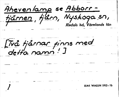Bild på arkivkortet för arkivposten Ahevenlamp, se Abborrtjärnen