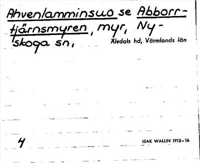 Bild på arkivkortet för arkivposten Ahvenlamminsuo, se Abborrtjärnsmyren