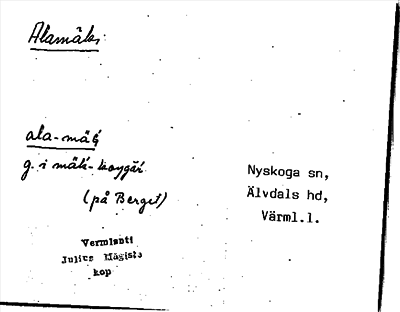 Bild på arkivkortet för arkivposten Alamäki