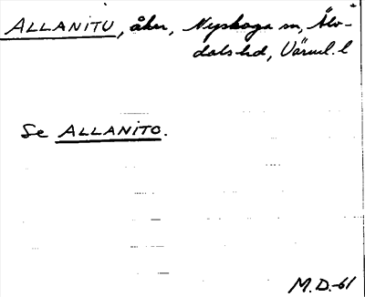 Bild på arkivkortet för arkivposten Allanitu, se Allanito