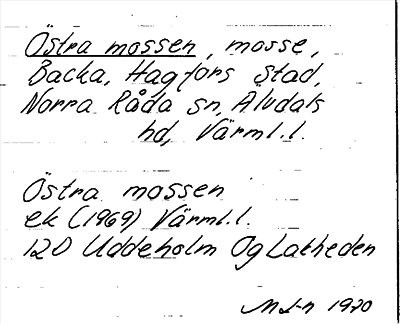 Bild på arkivkortet för arkivposten Östra mossen
