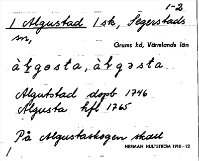 Bild på arkivkortet för arkivposten Algustad