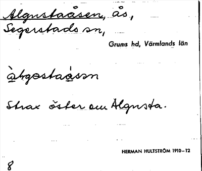 Bild på arkivkortet för arkivposten Algustaåsen