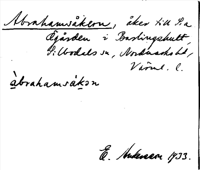 Bild på arkivkortet för arkivposten Abrahamsåkern