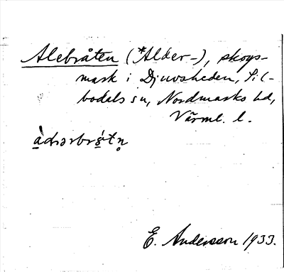 Bild på arkivkortet för arkivposten Alebråten