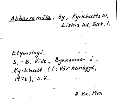 Bild på arkivkortet för arkivposten Abborremåla