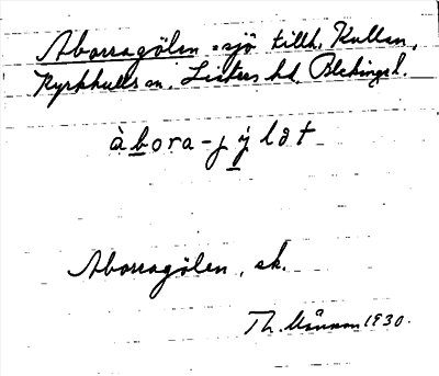 Bild på arkivkortet för arkivposten Aborragölen