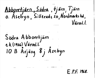 Bild på arkivkortet för arkivposten Abborrtjärn, Södra