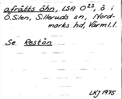 Bild på arkivkortet för arkivposten »afrätts öhn», se Restön