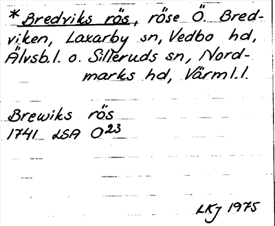 Bild på arkivkortet för arkivposten *Bredviks rös