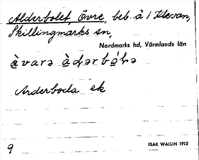 Bild på arkivkortet för arkivposten Alderbolet, Övre