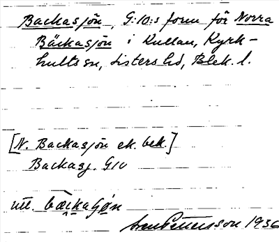 Bild på arkivkortet för arkivposten Backasjön