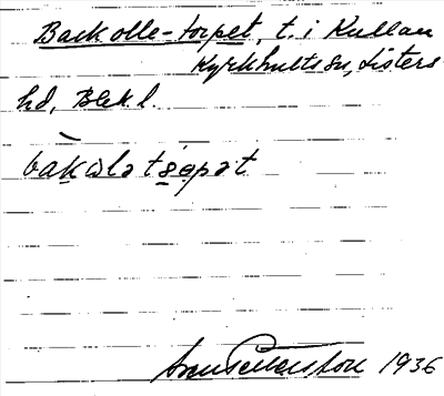 Bild på arkivkortet för arkivposten Backolle-torpet
