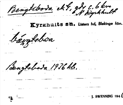 Bild på arkivkortet för arkivposten Bengtsboda