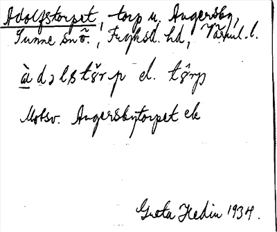 Bild på arkivkortet för arkivposten Adolfstorpet