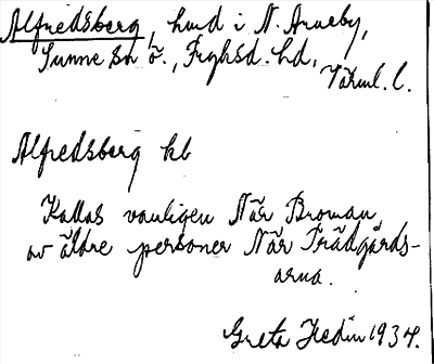 Bild på arkivkortet för arkivposten Alfredsberg