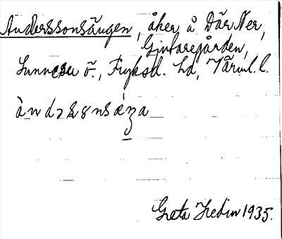 Bild på arkivkortet för arkivposten Anderssonsängen