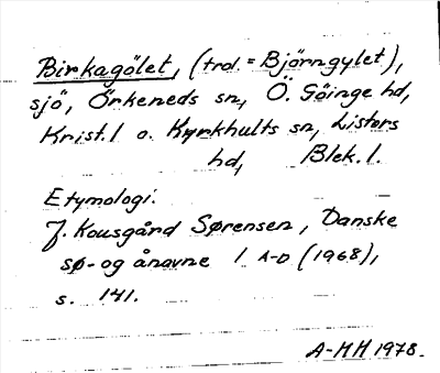 Bild på arkivkortet för arkivposten Birkagölet