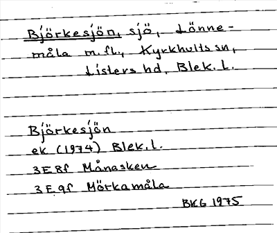 Bild på arkivkortet för arkivposten Björkesjön