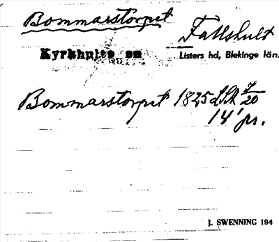 Bild på arkivkortet för arkivposten Bommarstorpet