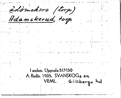 Bild på arkivkortet för arkivposten Adamskerud