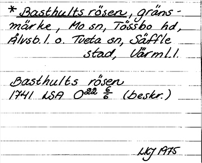 Bild på arkivkortet för arkivposten *Basthults rösen