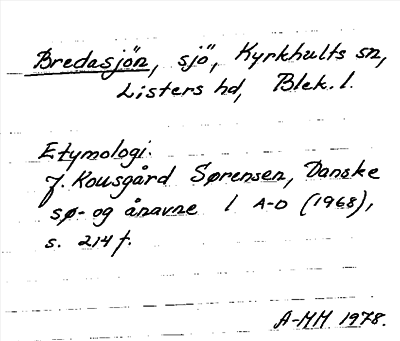 Bild på arkivkortet för arkivposten Bredasjön
