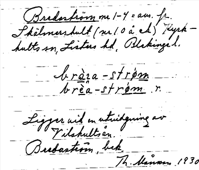 Bild på arkivkortet för arkivposten Bredaström