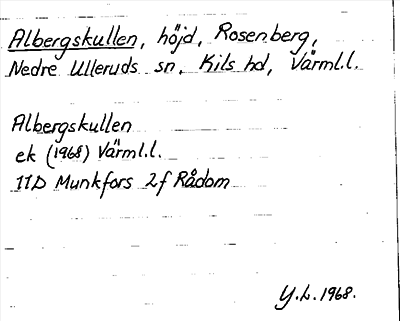 Bild på arkivkortet för arkivposten Albergskullen