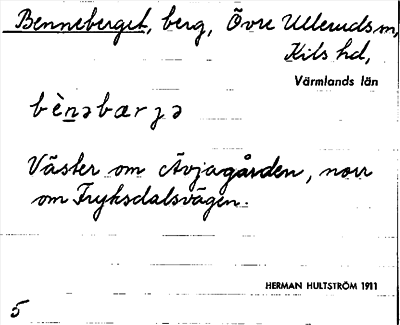 Bild på arkivkortet för arkivposten Benneberget