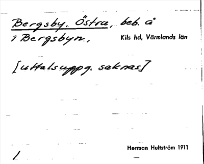 Bild på arkivkortet för arkivposten Bergsby, Östra