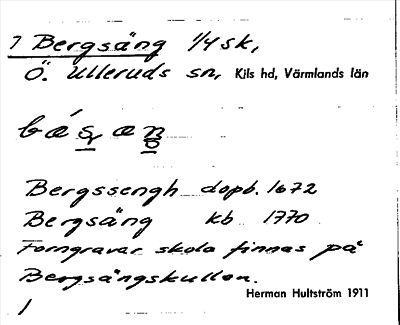 Bild på arkivkortet för arkivposten Bergsäng
