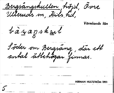 Bild på arkivkortet för arkivposten Bergsängskullen