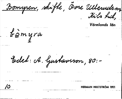Bild på arkivkortet för arkivposten Bomyren