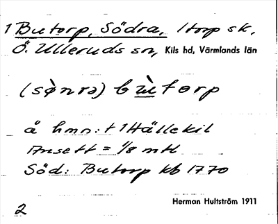 Bild på arkivkortet för arkivposten Butorp, Södra